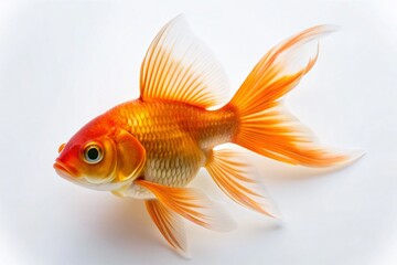Fototapeta premium Minimalist Goldfish on White Background - Tranquil Aquatic Beauty for Stock Photography