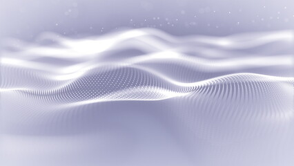 Particles white wave Cyber technology background loop. Abstract seamless animation of mesh glowing dots digital luxurious wave particles flows background, Motion of digital data flow.