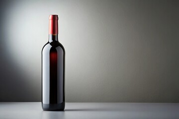 Red wine bottle with customizable label isolated on white background