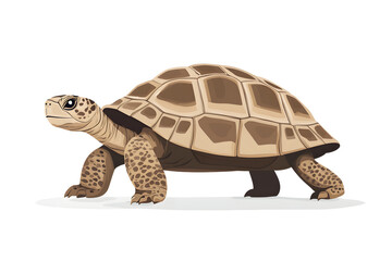 Obraz premium a turtle slowly walking with a calm expression, isolated on a white background