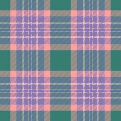 Stitched texture check background, uk pattern tartan seamless. Throw plaid fabric textile vector in indigo and teal colors.