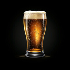 glass of beer isolated on black