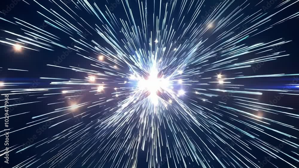 Aufkleber Bright star exploding in deep space, creating light streaks and illuminating dust and gas. Perfect for space, astronomy, or universe projects