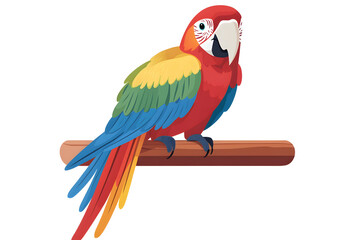 Fototapeta premium a parrot sitting on a perch with colorful feathers, isolated on a white background 