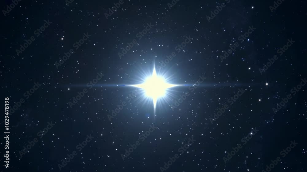Aufkleber bright star shines in a dark night sky with many smaller stars, creating a stunning celestial displa