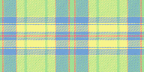 Kitchen textile texture check, commercial seamless tartan fabric. Row pattern background plaid vector in green and yellow colors.