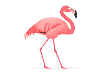 Obraz premium a flamingo standing on one leg, isolated on a white background