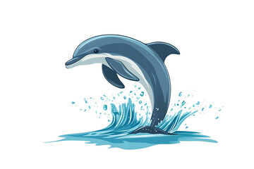 Obraz premium a dolphin jumping out of the water, creating a splash, isolated on a white background