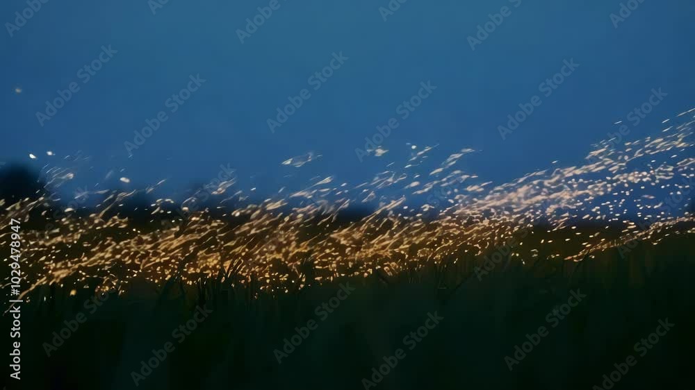 Aufkleber Mesmerizing swarm of fireflies lights up a lush field at twilight, creating a magical atmosphere perfect for any project