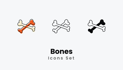 Bones hand draw doodle icons vector set stock illustration