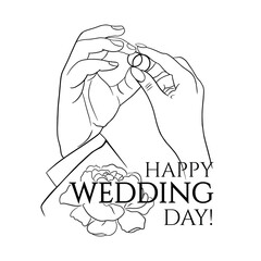 Happy wedding day greeting card vector, husband and wife, wedding, invitation