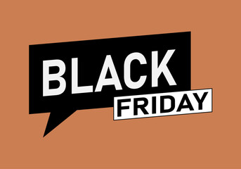 Cartel de black friday en bocadillo negro sobre fondo naranja