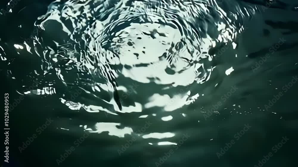 Poster The rippling water surface creates abstract shapes and reflects sunlight with an emerald green tone, adding a dynamic pattern to the background