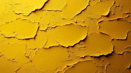 Obraz premium Yellow painted wall is cracking creating a network of fissures, illuminated with dramatic light, perfect for backgrounds