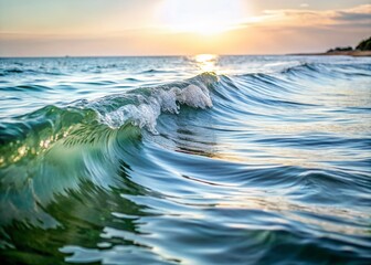 Naklejka premium Minimalist Sea Waves Rippling in Serene Coastal Landscape