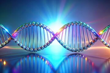 Symmetrical gradient color hologram plexus DNA with clean pure light background
