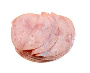 Front view of folded slice of lean pork ham