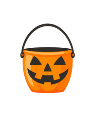 Halloween Pumpkin Candy Bucket Illustration with Transparent Background for Trick-or-Treat Design