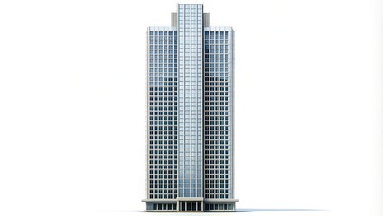Symmetrical skyscraper isolated on white background