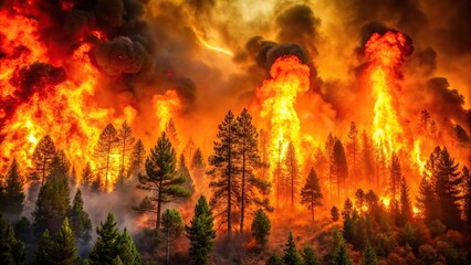 wildfire burning forest