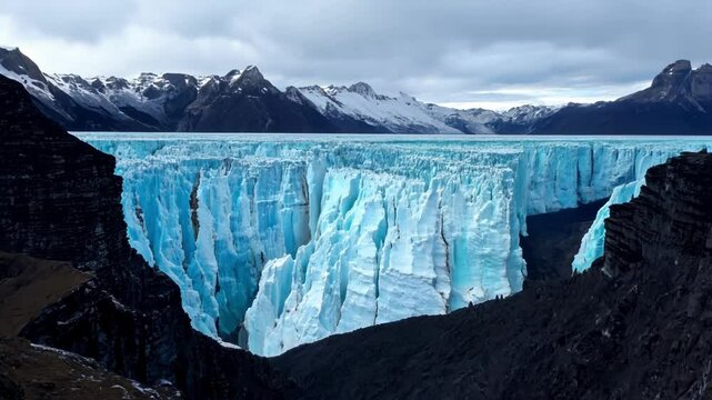 Tourists marvel at stunning glacier seracs in , surrounded by icy blue landscape and towering peaks, showcasing nature's beauty in a remote, wild environment