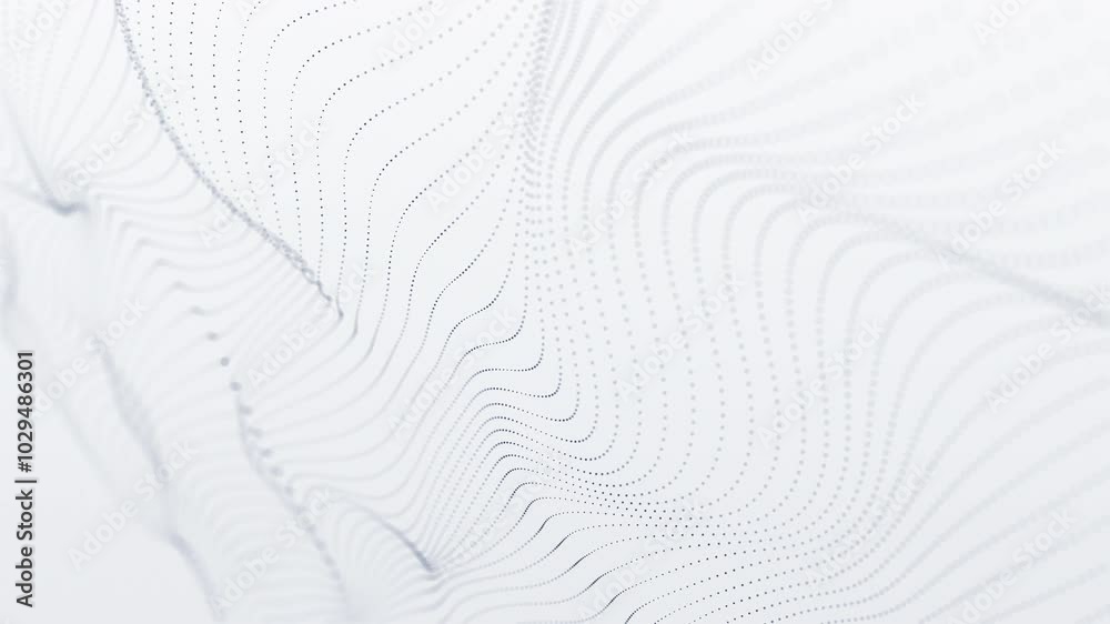 Poster beautifully minimalist abstract design that features gentle white waves and understated dotted patte