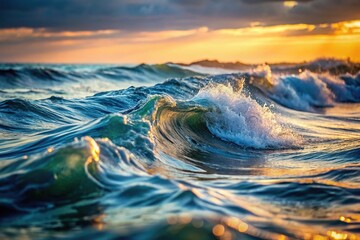 Texture of waves on water in a seascape macro