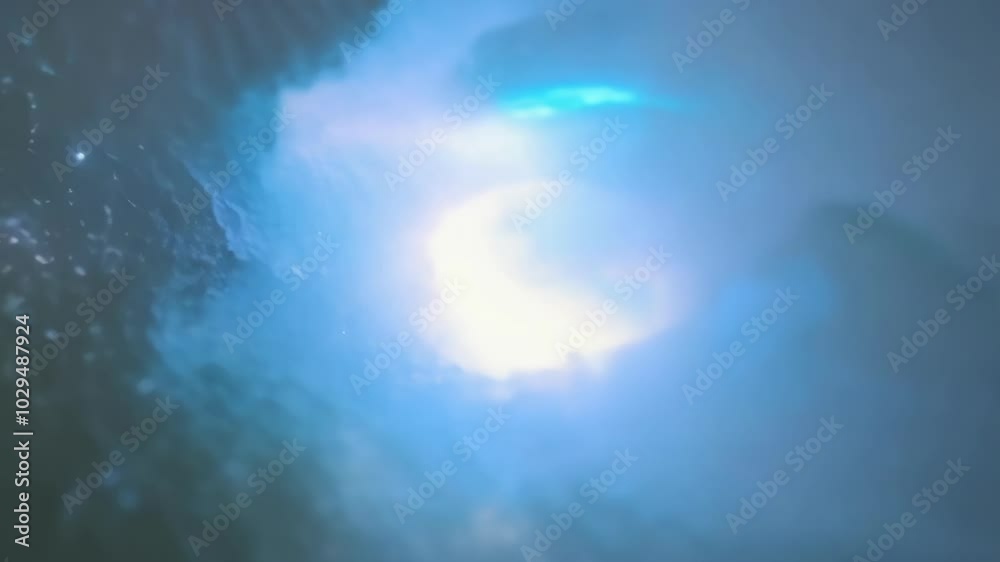 Poster sunlight filters through water, casting a radiant glow on a curling ocean wave. vibrant turquoise hu