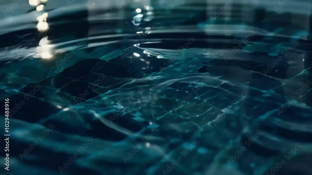 Aufkleber Mesmerizing blue water with concentric ripples reflects light, creating an abstract pattern. Clean, transparent liquid exudes purity and calmness, perfect for meditation or relaxation