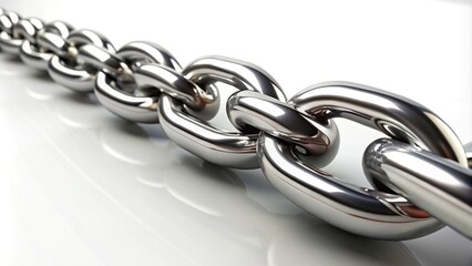 Obraz premium Polished steel chain on white background