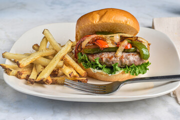 sweet italian sausage burger  served with fries