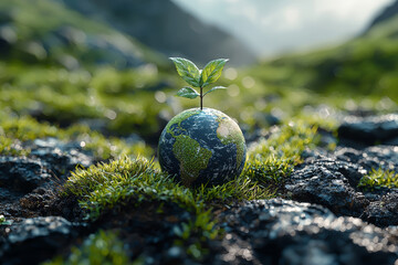 A corporate climate action plan detailing steps to reduce environmental impact, illustrating long-term sustainability goals. Concept of climate action.