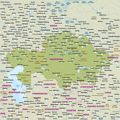 Simple political map of Kazakhstan