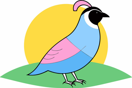 recommend clip art: Domestic California Quail bird silhouette black color illustration