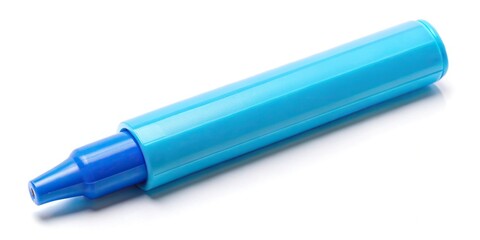 Vibrant blue highlighter pen isolated on white background
