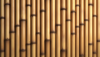 Fototapeta premium Golden bamboo stalks in vertical arrangement illustrating natural geometric patterns