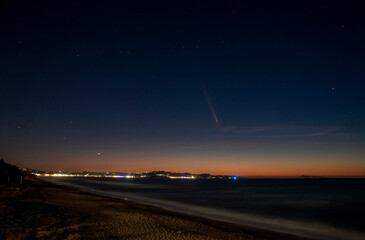 Comet C/2023 A3 (Tsuchinshan-ATLAS) as seen from Almyros Beach in Corfu island in Greece