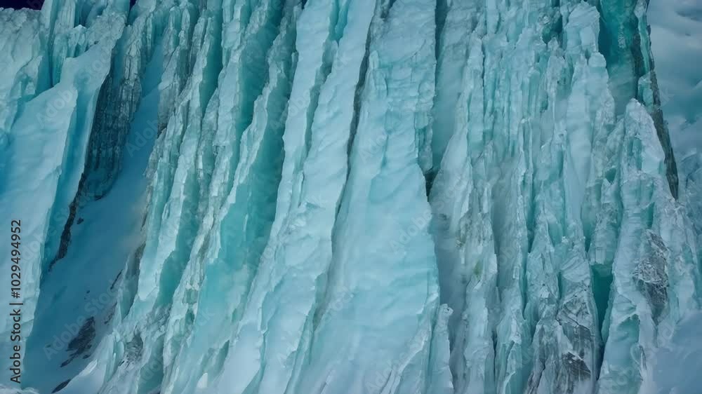 Poster stunning turquoise glacier ice formation reflected in calm waters on a sunny day. showcasing intrica