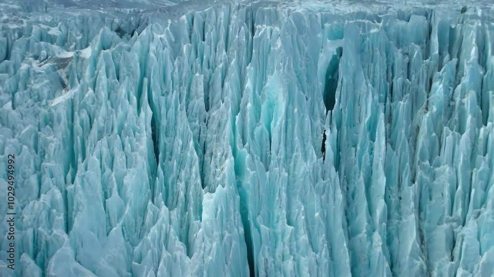 Poster sun shining on a glacier is creating a beautiful turquoise blue color, highlighting the natural patt