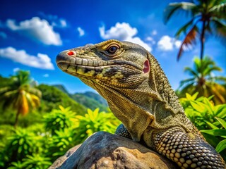 Monitor Lizard Sunbathing in Natural Habitat - Vibrant Wildlife Photography