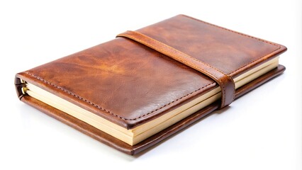 Obraz premium Vintage brown leather notebook isolated on white background