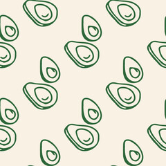 Avocado vector seamless pattern. Perfect for package, labels Design element. Vector pattern