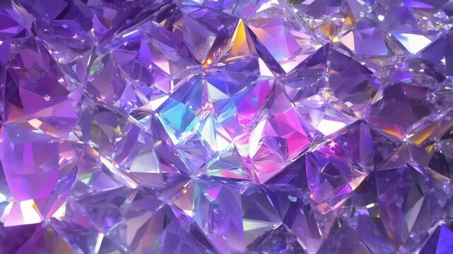Captivating iridescent crystal triangles reflect light in vibrant colors, creating a modern, elegant pattern for art projects