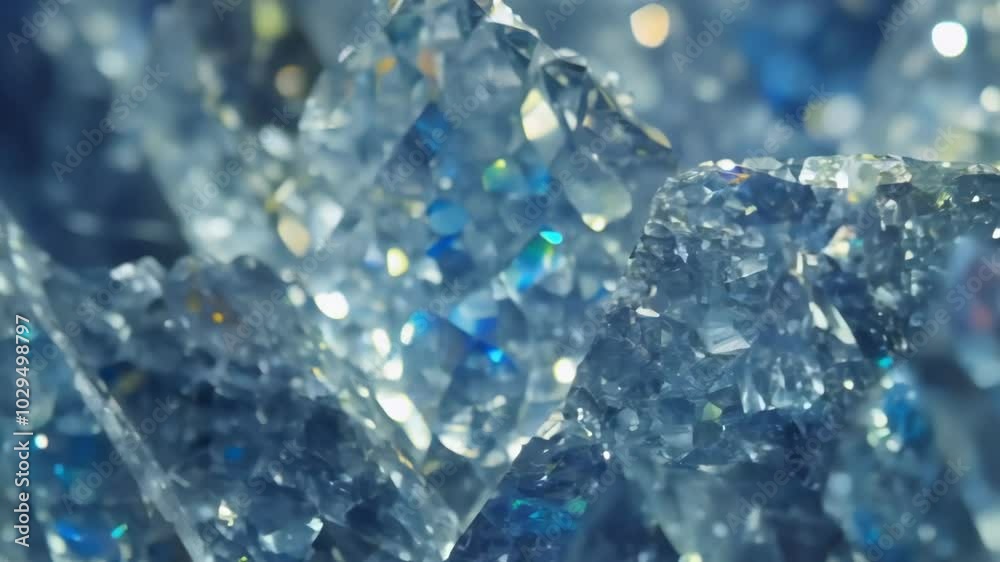 Aufkleber Light is sparkling through the facets of a cluster of crystals, creating an abstract background with a cool color palette