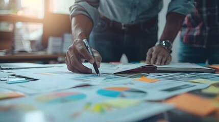 Fototapeta premium Man business people and startup with paperwork in discussion