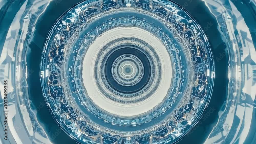 Poster Blue and white futuristic tunnel is rotating. Perfect for any project needing a background loop, this image can be used for videos, websites, and more