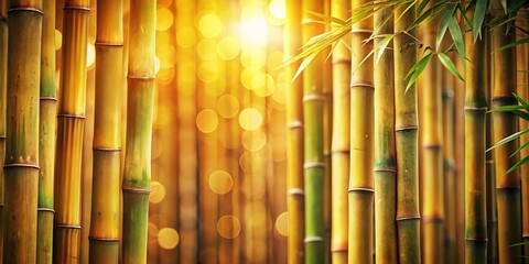 Natural Bamboo Wood Texture Background with Bokeh Effect in Yellow Brown Tones for Design Projects
