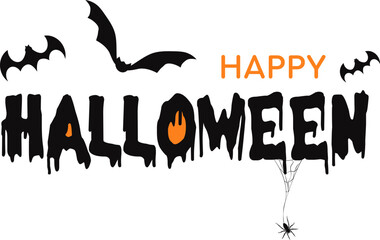 Happy halloween greeting card with bats,web,spider background.Vector design.