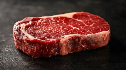   Close-up of meat on black surface with white spot in center