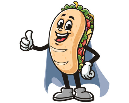 recommend clip art: Sub Sandwich with Caped Superhero Style, Cartoon Mascot Illustration Character Vector Clip-art Hand-drawn Logo Design